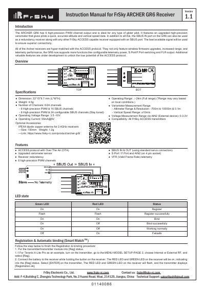 FrSky ARCHER GR6 Receiver Instruction Manual - cover page