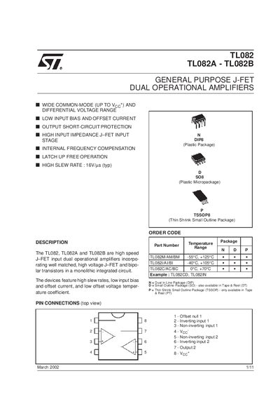 ST TL082 TL082A - TL082B handbook - cover page