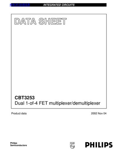 Philips CBT3253 Dual 1-of-4 FET Multiplexer/Demultiplexer Product Data - cover page