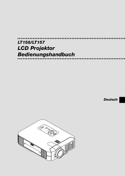 NEC LT158/LT157 Projector User Manual - cover page