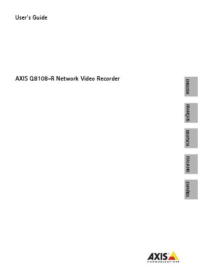 Axis Q8108-R Network Video Recorder User Manual - cover page