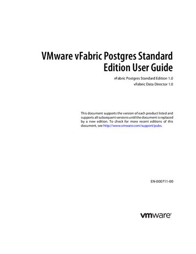 VMware vFabric Postgres Standard Edition 1.0 User Guide - cover page