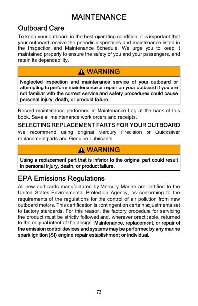 Mercury 25-30HP FourStroke Outboard Maintenance Manual - cover page