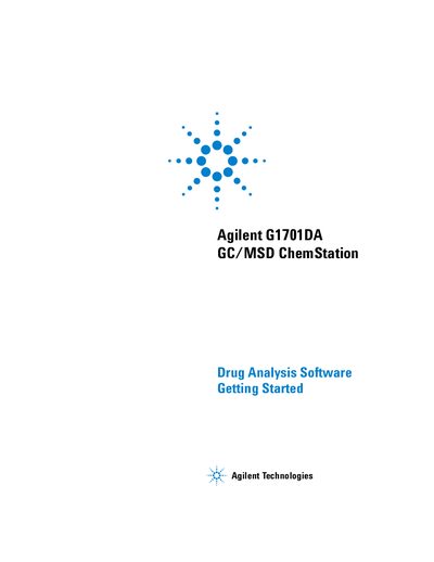 Agilent G1701DA GC/MSD ChemStation Drug Analysis Software Getting Started - cover page