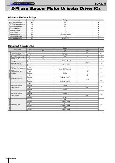 SDK03M 2-Phase Stepper Motor Unipolar Driver ICs handbook - cover page
