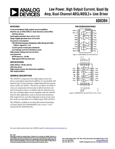 ANALOG DEVICES AD8394 English products handbook Rev Sp0 - cover page