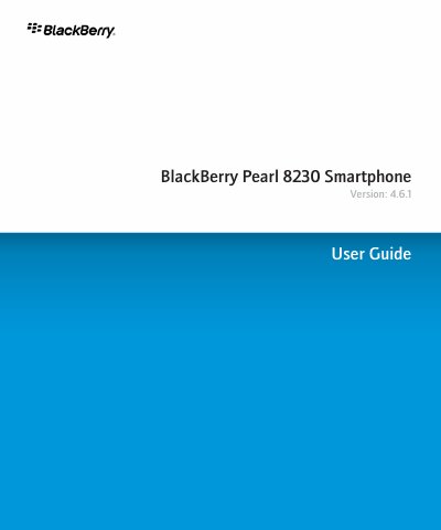 BlackBerry Pearl 8230 Smartphone User Guide - cover page