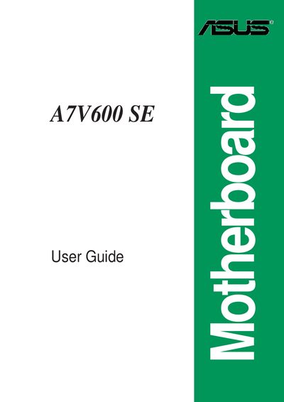ASUS A7V600 SE Motherboard User Guide - cover page
