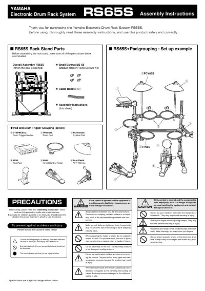 Yamaha RS65S Assembly Instructions - cover page