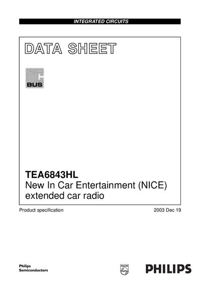 Philips TEA6843HL Datasheet - cover page