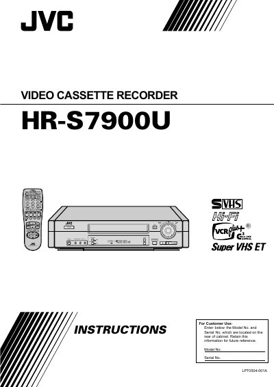 JVC HR‑S7900U Video Cassette Recorder User Manual - cover page