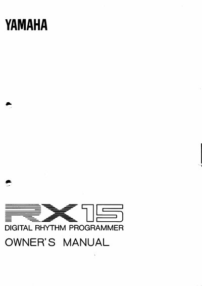 Yamaha RX-15 Digital Rhythm Programmer Owner's Manual
