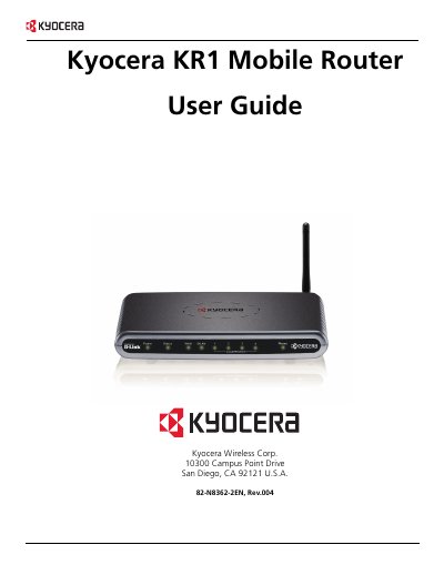 Kyocera KR1 Mobile Router User Guide - cover page