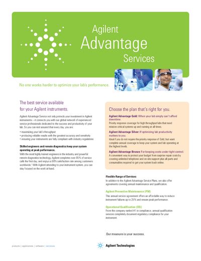 Agilent Advantage Service Plans Brochure - cover page