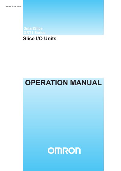 Omron SmartSlice GRT1 Series Slice I/O Units Operation Manual - cover page