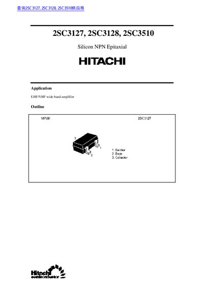 Hitachi 2SC3127/2SC3128/2SC3510 Silicon NPN Transistor Datasheet - cover page