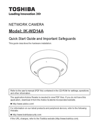 Toshiba IK-WD14A Network Camera Quick Start Guide