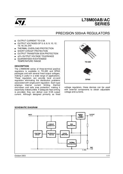 STMicroelectronics L78M00AB/AC Series Datasheet - cover page