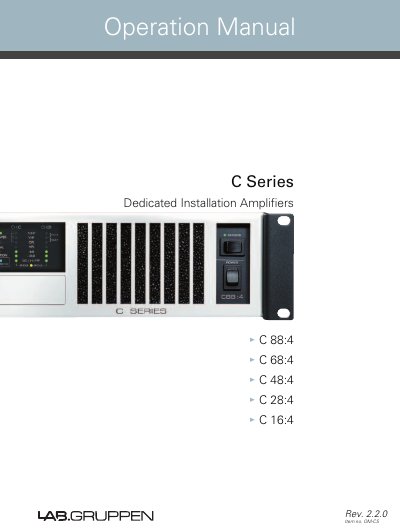 Lab.gruppen C Series Dedicated Installation Amplifiers Operation Manual - cover page