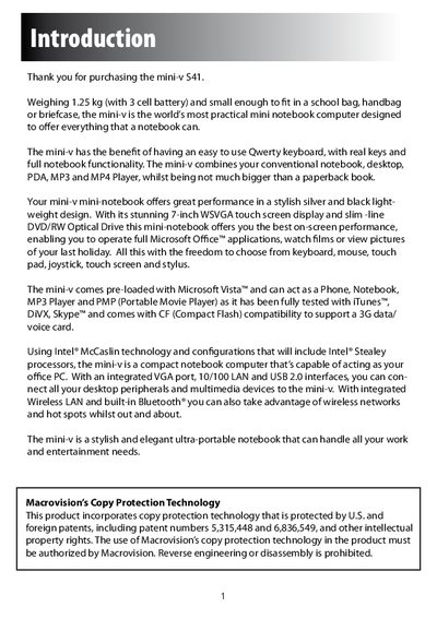 Vye S41 Mini Notebook User Manual - cover page