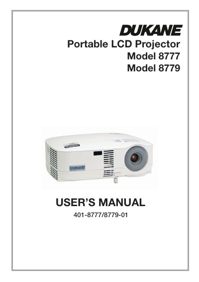 Dukane 8777/8779 Portable LCD Projector User's Manual - cover page