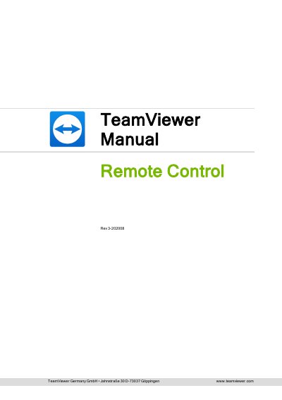 TeamViewer Remote Control User Manual Rev 3-202008 - cover page