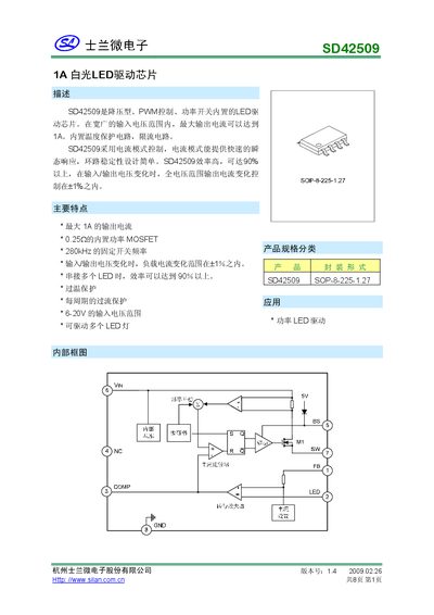 Silan SD42509 White LED Driver Chip Datasheet