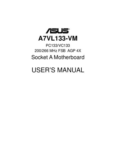 ASUS A7VL133-VM User Manual - cover page