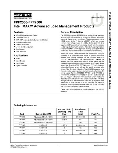 Fairchild FPF2500-FPF2506 IntelliMAX Advanced Load Management Products Handbook - cover page