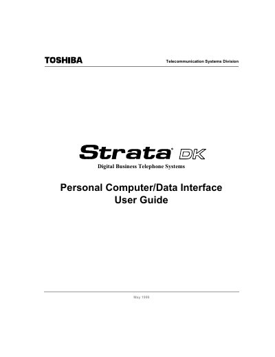 Toshiba Strata DK PC/Data Interface User Guide - cover page