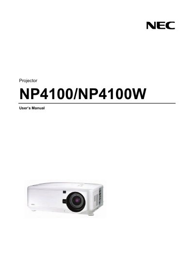 NEC NP4100 Projector User Manual - cover page