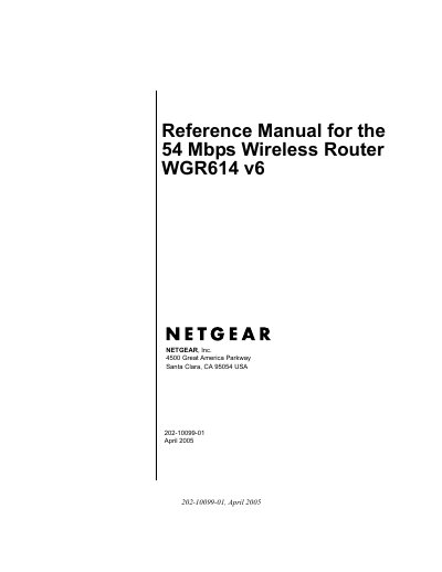 Netgear WGR614 v6 Wireless Router User Manual - cover page