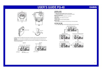 Casio PQ-40 Clock User's Guide - cover page