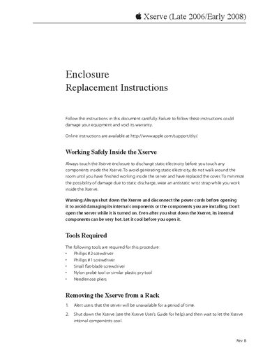 Apple Xserve (Late 2006/Early 2008) Enclosure Replacement Instructions