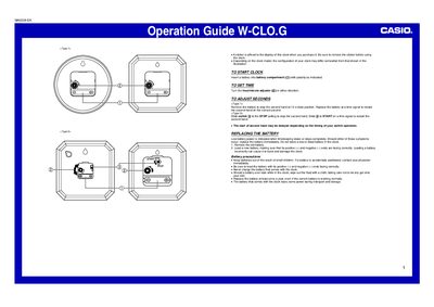 Casio W-CLO.G Clock Operation Guide - cover page