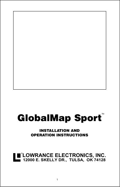 Lowrance GlobalMap Sport Installation and Operation Instructions - cover page