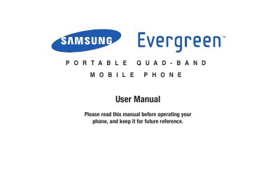 Samsung Portable Quad-Band Mobile Phone User Manual - cover page