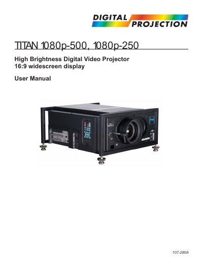 Digital Projection TITAN 1080p-500/250 Projector User Manual - cover page