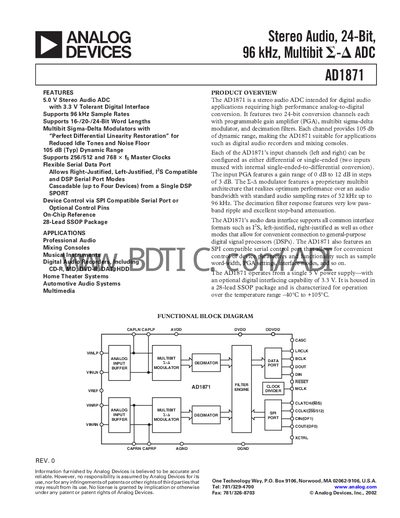 Analog Devices AD1871 Datasheet - cover page