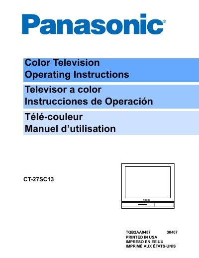 Panasonic CT-27SC13 Color Television Operating Instructions - cover page