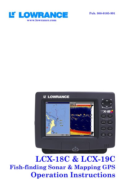 Lowrance LCX-18C & LCX-19C Fish-finding Sonar and Mapping GPS Operation Instructions - cover page