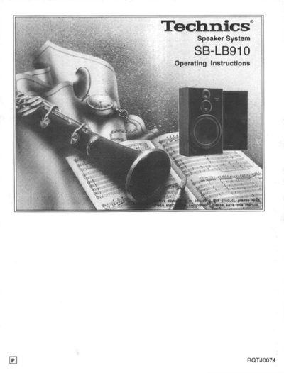 Technics SB-LB910 Speaker System Operating Instructions - cover page