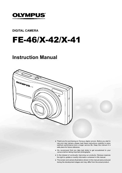 Olympus FE-46/X-42/X-41 Digital Camera Instruction Manual - cover page