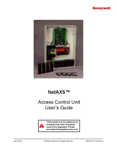 Honeywell NetAXS Access Control Unit User Manual - cover page