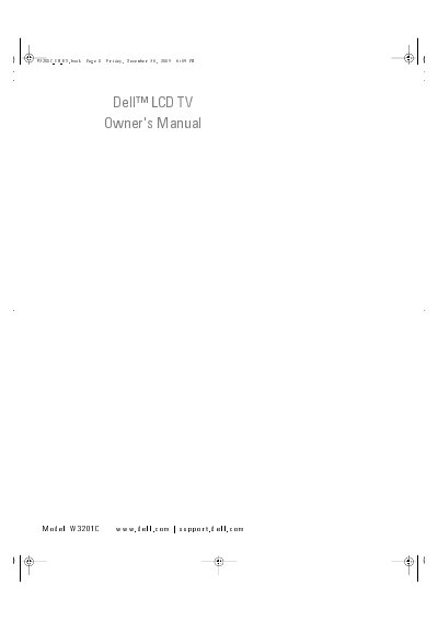 Dell W3201C LCD TV Owner's Manual - cover page