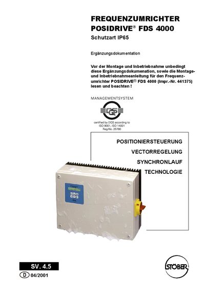 Stober Antriebstechnik POSIDRIVE FDS 4000 Installation Guide