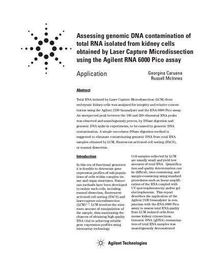 Agilent 2100 Bioanalyzer RNA 6000 Pico Assay Application Note - cover page