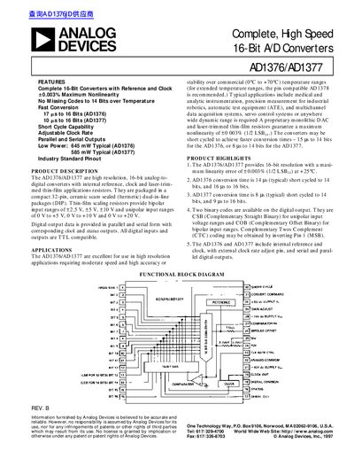 ANALOG DEVICES AD1376/AD1377 handbook(2) - cover page