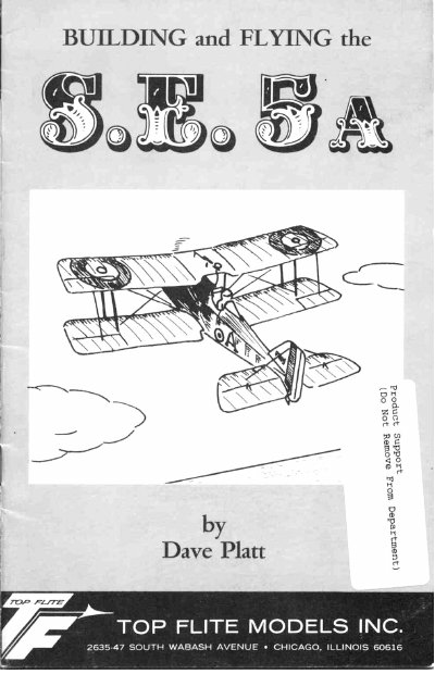 Top Flite S.E. 5A R/C Scale Model Assembly Manual - cover page