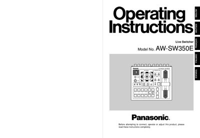 Panasonic AW-SW350E Live Switcher operating Manual
